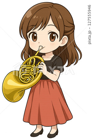 ホルンを吹く女の子 127555946