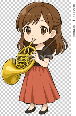 ホルンを吹く女の子 127555946