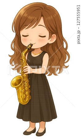 サキソフォンを吹く女の子 127555951