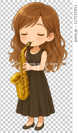 サキソフォンを吹く女の子 127555951
