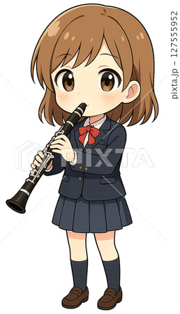 クラリネットを吹く制服の女の子 127555952