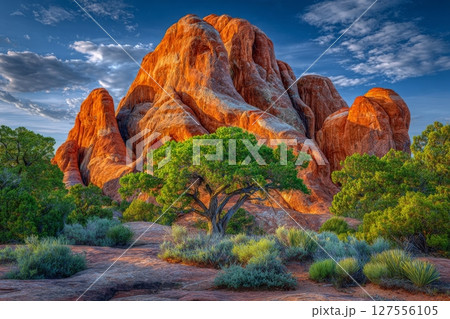 Beautiful rock formations abound in the Fiery Furnace section of Utah's Arches National Park 127556105