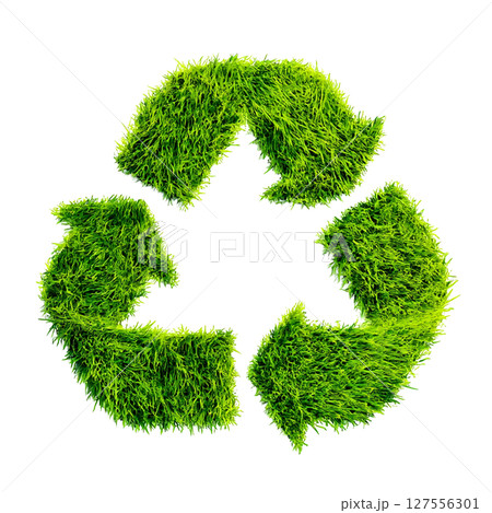 芝生でできたリサイクルマーク 芝生でできたリサイクルマーク 127556301