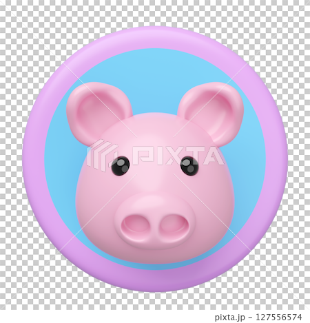 3d cute big head in the circle label isolated. mascot, icon, character, logo cartoon style, 3d render illustration 127556574