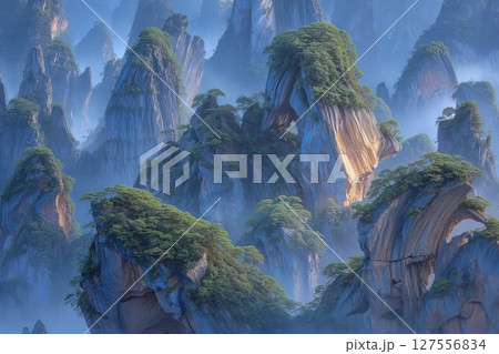 The landscape of Zhangjiajie is situated within the Wulingyuan Scenic and Historic Interest Area in Hunan, China 127556834