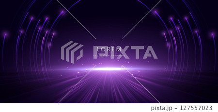 Scene purple light on dark background with effect glowing. Futuristic backdrop design concept. 127557023