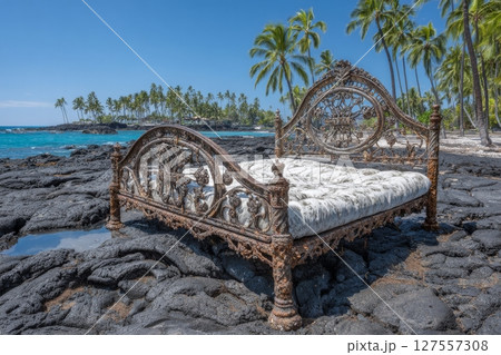 A large area of the south east Puna coast, including a school bus near Kaimu and highway 130, was overrun by basalt lava flows in 1988, Big Island, Hawaii A large area of the south east Puna coast, including a school bus near Kaimu and highway 130, was overrun by basalt lava flows in 1988, Big Island, Hawaii 127557308