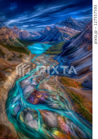In Alberta, Canada, Peyto Lake can be found in the Rocky Mountains, specifically within Banff National Park 127557593