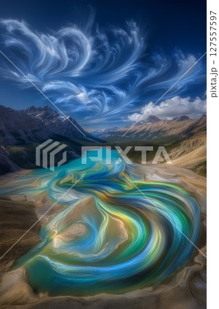 Peyto Lake is located in Banff National Park, within the Rocky Mountains of Alberta, Canada 127557597