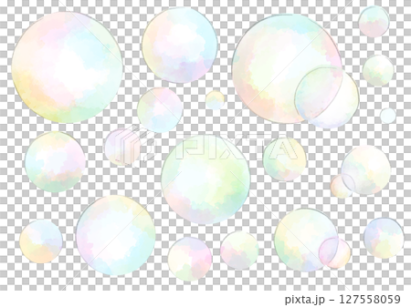 肥皂泡插圖，手繪，水彩風格 127558059