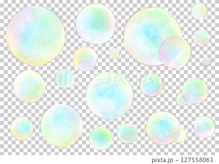 肥皂泡插圖，手繪，水彩風格 127558061