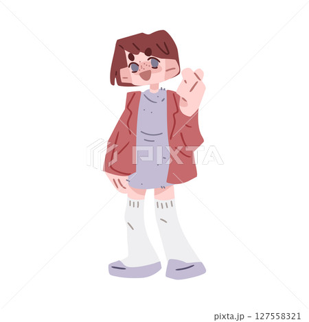 Cartoon Stylish Teen Character Pose 127558321