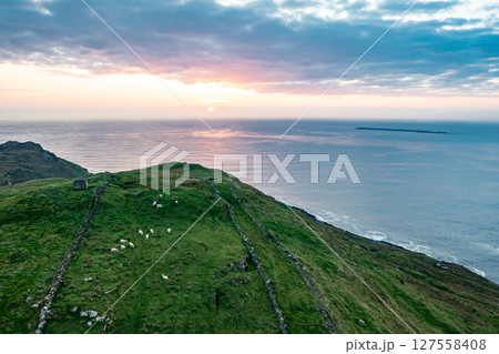 Aerial view of Dunmore Head by Portnoo in County Donegal, Ireland. Aerial view of Dunmore Head by Portnoo in County Donegal, Ireland. 127558408