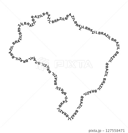Brazil map country along contour of recurring english black words name of state 127558471