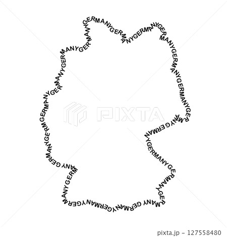 Germany map country along contour of recurring english black words name of state Germany map country along contour of recurring english black words name of state 127558480