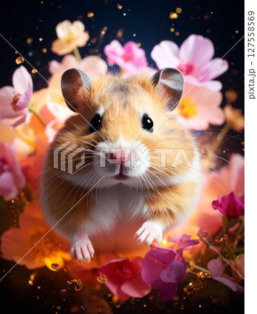 花柄のハムスター 127558569