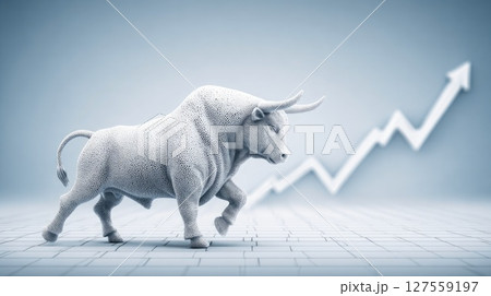 White Bull with Rising Stock Graph 127559197
