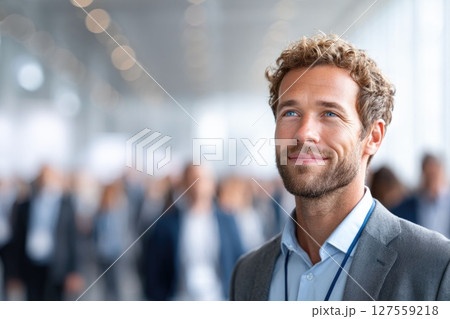 Young Businessman Smiling at Conference 127559218