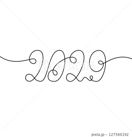 2029 Hand lettering decorative inscription One continuous line. Greetings or cards design concept 2029 Hand lettering decorative inscription One continuous line. Greetings or cards design concept 127560192