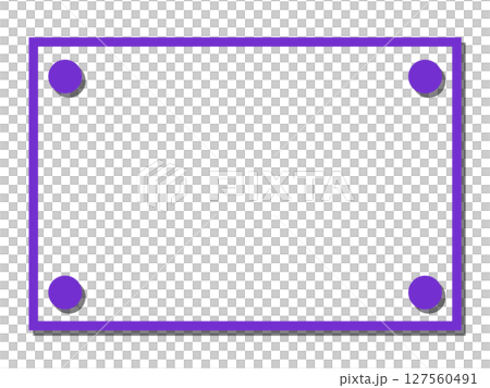 Purple round pin-like frame material with corner decoration, simple border on white background Purple round pin-like frame material with corner decoration, simple border on white background 127560491