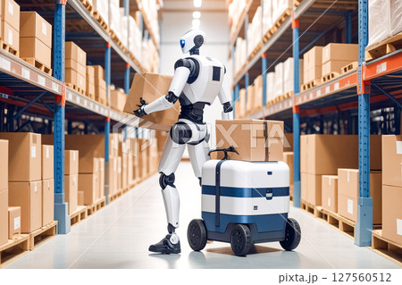 倉庫作業をするAIロボット_02 倉庫作業をするAIロボット_02 127560512