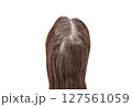 Women hair top view from the back of head, isolated on white background with clipping path 127561059