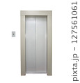 Elevator, doors closed and call button, isolated on white background with clipping path 127561061