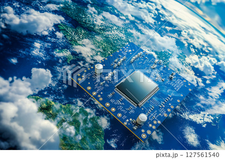 地球を支えるテクノロジー グローバルな半導体の象徴 127561540