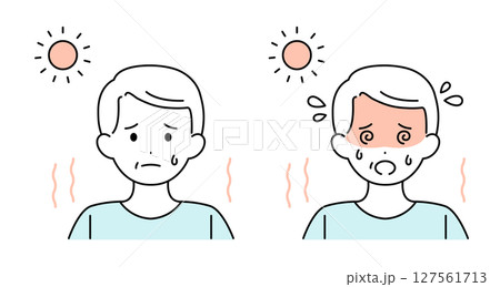 熱中症 年配男性 お年寄り 夏 イラスト素材 ベクター 127561713