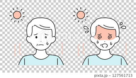 熱中症 年配男性 お年寄り 夏 イラスト素材 ベクター 127561713