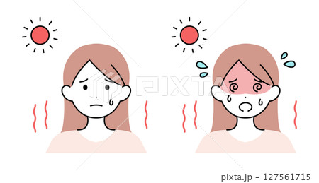 熱中症 女性 夏 イラスト素材 ベクター 127561715