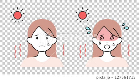 熱中症 女性 夏 イラスト素材 ベクター 127561715