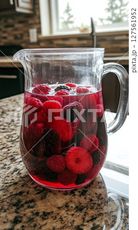 bright pitcher of infused water with berries. 127561952
