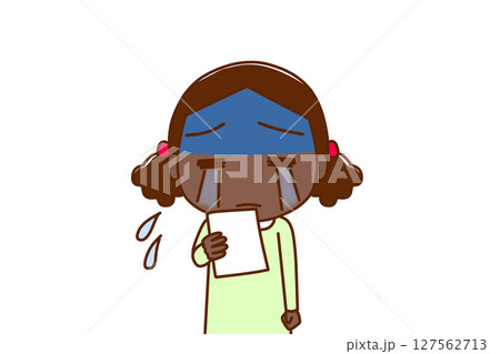 (上半身正面)通知の紙を見て真っ青になり泣き出すアフリカ系少女 (上半身正面)通知の紙を見て真っ青になり泣き出すアフリカ系少女 127562713