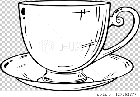 Cup of Tea  Outline Illustration 127562877