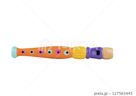 Children's Wooden Pipe on Isolated Background	 127563445