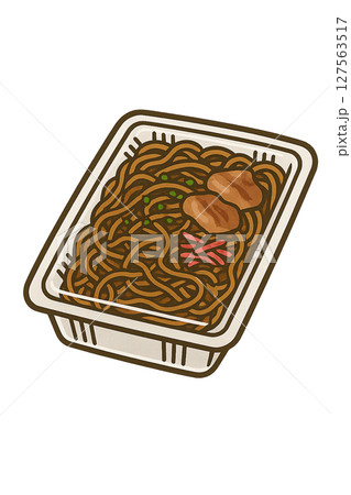 パックに入った焼きそばのイラスト 127563517