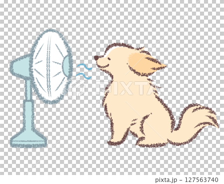 扇風機で涼むゴールデンレトリバー 127563740