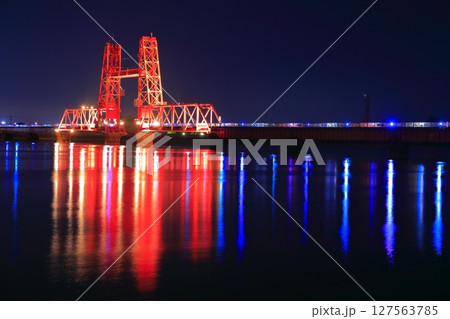 【佐賀県】筑後川昇開橋の夜景 127563785