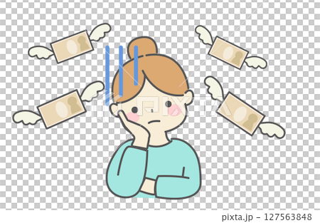 一位因經濟拮据而苦苦掙扎的女性 127563848