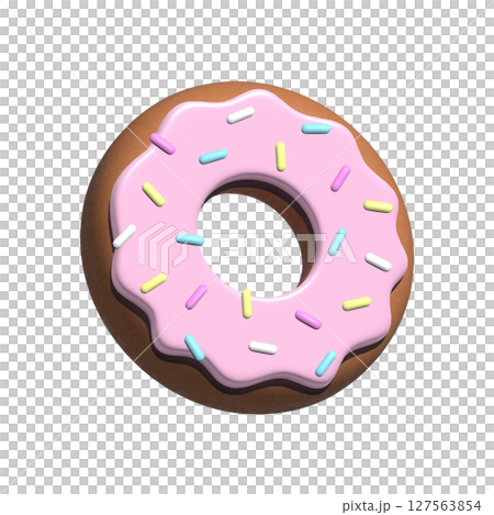 3D chocolate donut with pink chocolate 127563854