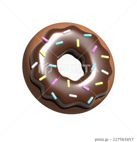 チョコレートのかかったドーナツのイラスト　3D 127563857