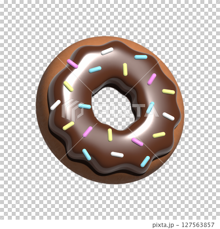 チョコレートのかかったドーナツのイラスト　3D 127563857