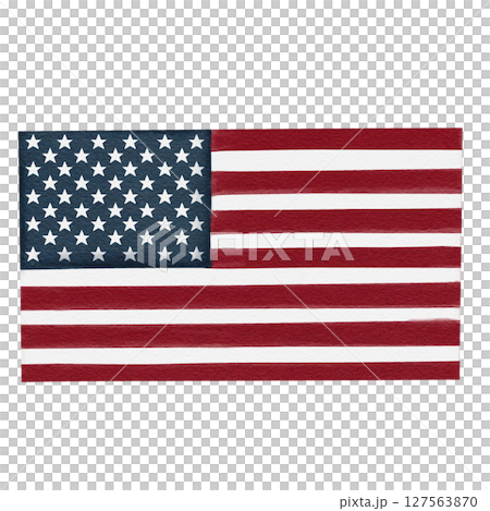 Flag of the United States of America. Hand drawn. Watercolor illustration isolated from background. Sketch. Independence day, symbol. High quality illustration 127563870