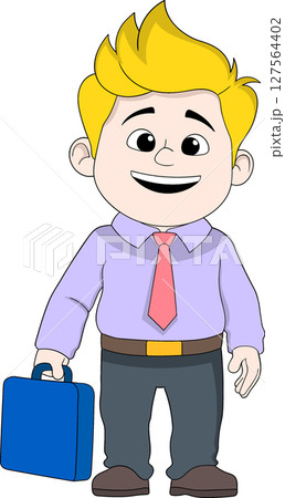 Cartoon Businessman Character with Briefcase Cartoon Businessman Character with Briefcase 127564402