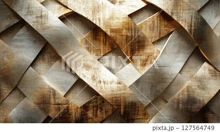 Intertwined metallic strips creating abstract textured background Intertwined metallic strips creating abstract textured background 127564749