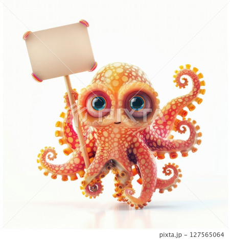 fresh octopus with paper fresh octopus with paper 127565064