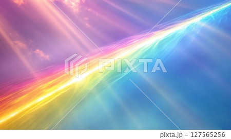 Rainbow road leading to heaven with god rays shining through clouds Rainbow road leading to heaven with god rays shining through clouds 127565256