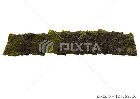 Seaweed sheets on white background korean Seaweed sheets on white background korean 127565516