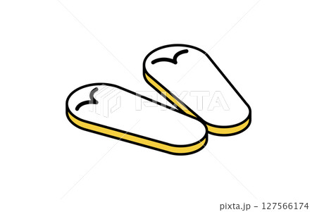 ビーチサンダルのシンプルな線画イラスト、夏のアイソメトリックイラスト 127566174